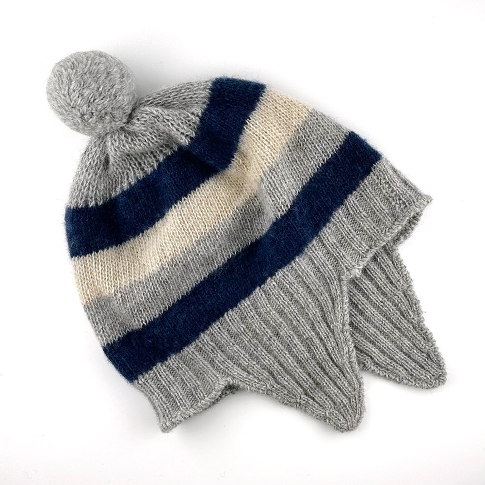 Portolano Baby | Striped Cashmere Hat with Ear Flaps and Pom Pom
